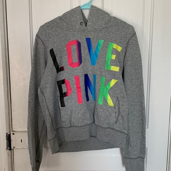 Women’s PINK Hoodie rainbow - Picture 1 of 5
